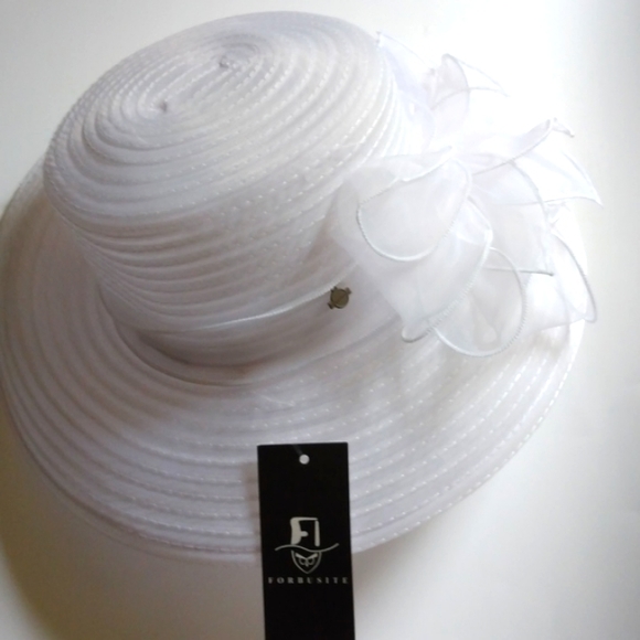 White Organza Hat by Forbusite - Picture 2 of 15